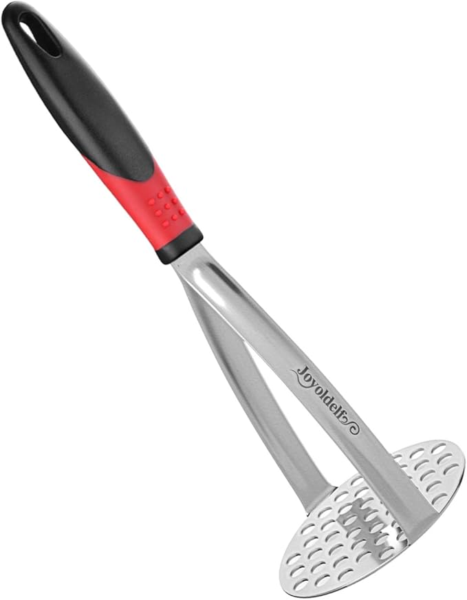 Joyoldelf Heavy Duty Potato Masher, Stainless Steel Integrated Masher Kitchen Tool & Food Masher/Potato Smasher with Non-slip Handle, Perfect for Bean, Vegetable, Fruits, Avocado, Meat