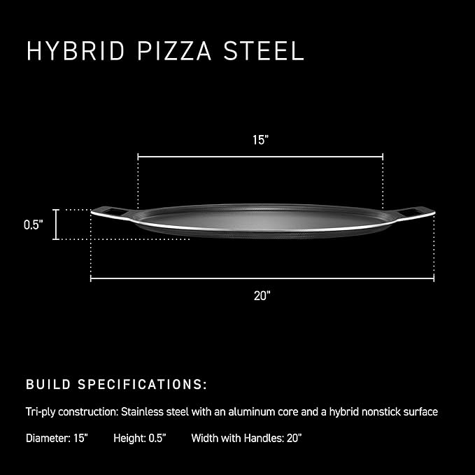 HexClad Hybrid Nonstick Pizza Steel for Pizzas Up to 14", Oven & BBQ Safe
