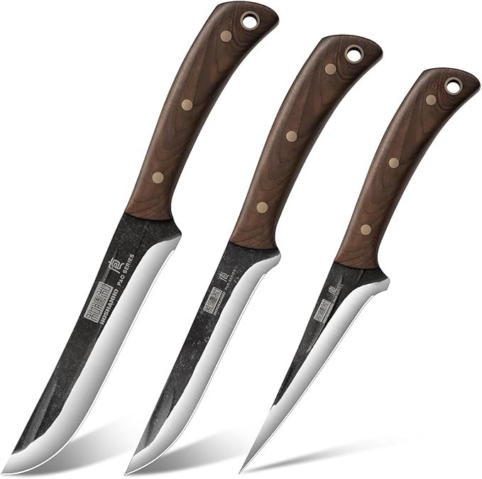 HOSHANHO Butcher Knife Set 3PCS, Sharp Fillet & Utility & Paring Knife Set