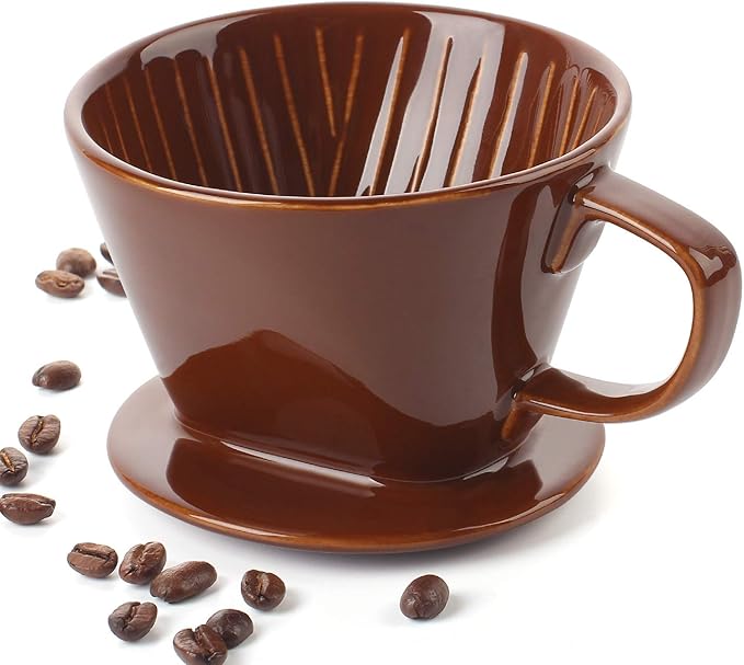 DOWAN Pour Over Coffee Maker, Non-Electric Pour Over Coffee Dripper with Open Base Design, Manual Brew Maker, Single Cups Porcelain Slow Brewing Accessories for Gifts, White