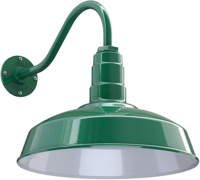 11" Straight Arm Barn Light Outdoor | Farmhouse | Modern Gray/Brass