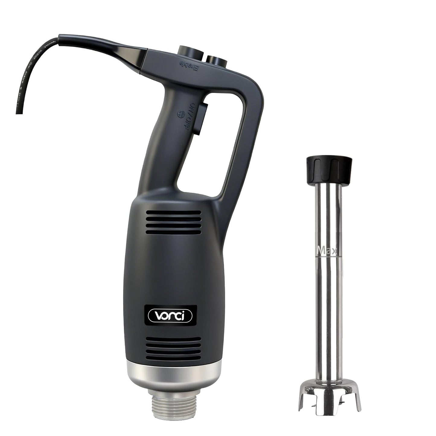 VONCI 500W Commercial Immersion Blender, 12" SUS 304 Removable Shaft, Heavy Duty Power Hand Mixer with Variable Speed 6000-20000RPM, Professional Electric Stick Blender for Restaurant Kitchen Use.
