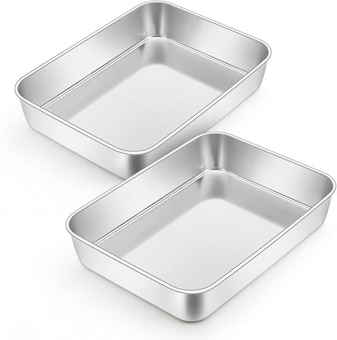 Leonyo 9.3"x7" Lasagna Pan Set of 2, 2In Deep Stainless Steel Baking Sheet