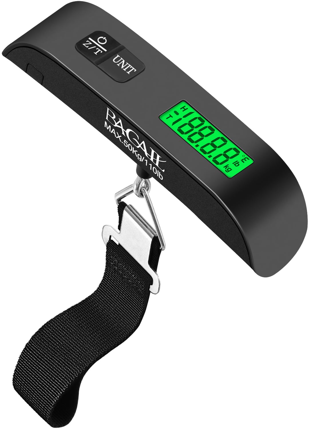 BAGAIL Digital Luggage Scale, 110lbs Hanging Baggage Scale with Backlit LCD Display,Portable Suitcase Weighing Scale,Travel Luggage Weight Scale with Hook,Strong Straps for Travelers(Black)