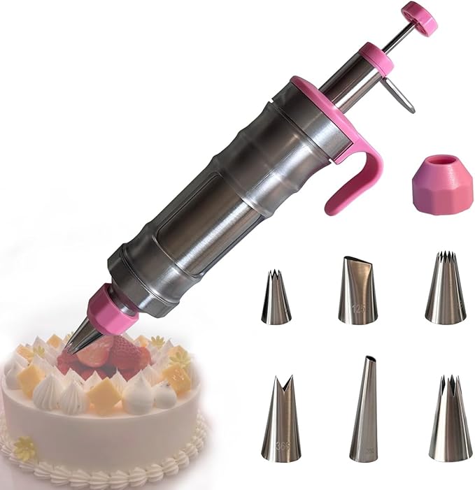 Dessert Decorating Syringe Set,Cake Decorating Tool,6 Piping Icing Nozzles