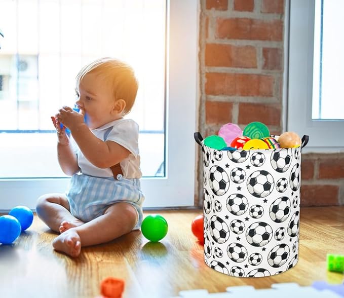 HIYAGON Kids Laundry hamper Baby Hamper for Nursery Boy and Girl Hamper Cute Kids Toys Storage Bin Organizer Soccer Room Decor for Home(Soccer)