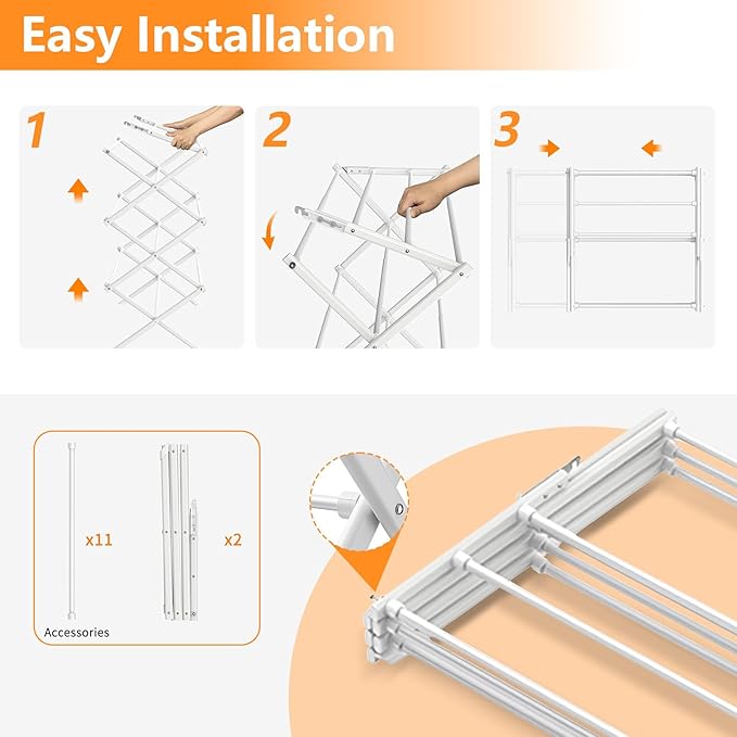 Clothes Drying Rack Household Indoor, Foldable Drying Rack Clothing for Laundry - 40" x 28.8" x 14.2", Space Saving Indoor&Outdoor, Pure White-1pack