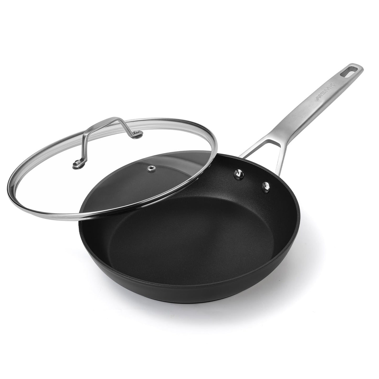 MsMk 9.5 Inch Nonstick Frying pan with Lid, Grey Cooking Pan Skillet