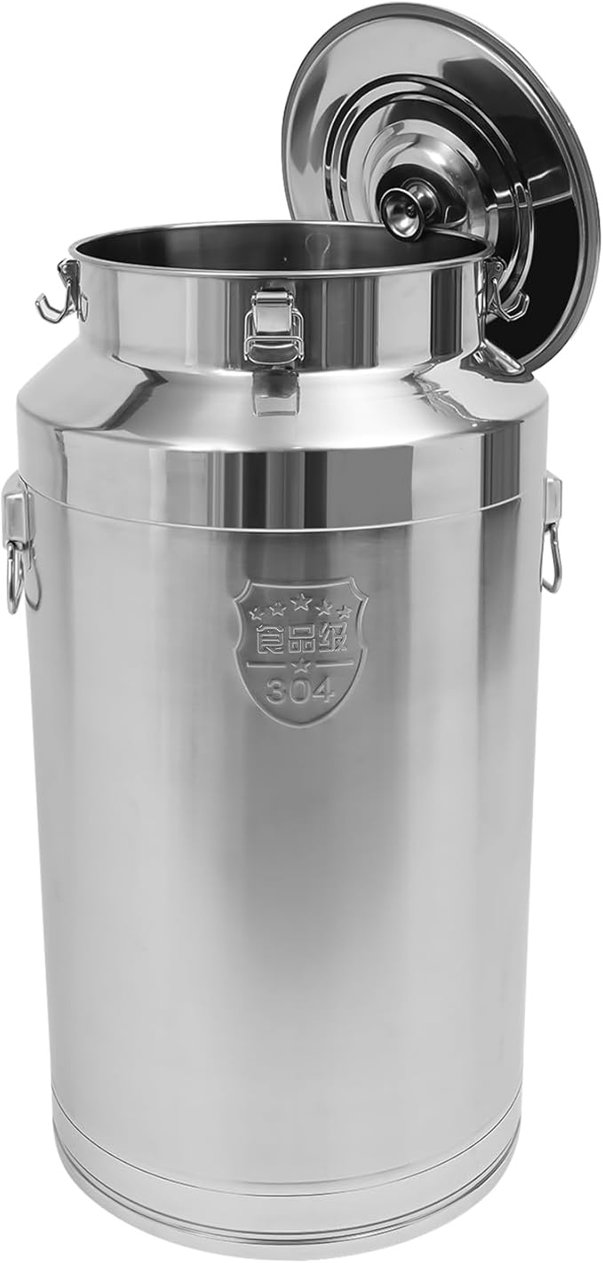Fifizoo 304 Stainless Steel Milk Can - 23.24 Gallon (88 Liter) Heavy Duty Airtight Food Storage Container for Milk, Wine, Oil - Ideal for Home, Farm, and Commercial Use