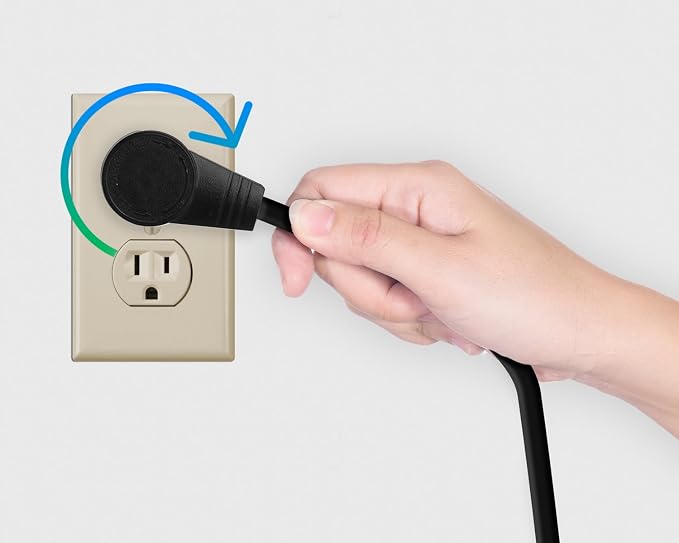 Maximm Monitor Computer Power Cord 6 Ft Flat Plug 360° Rotating PC Cable 3