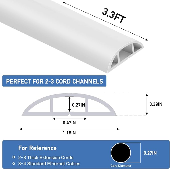 Floor Cord Cover Self Adhesive Cord Hider Floor Extension Cord Covers