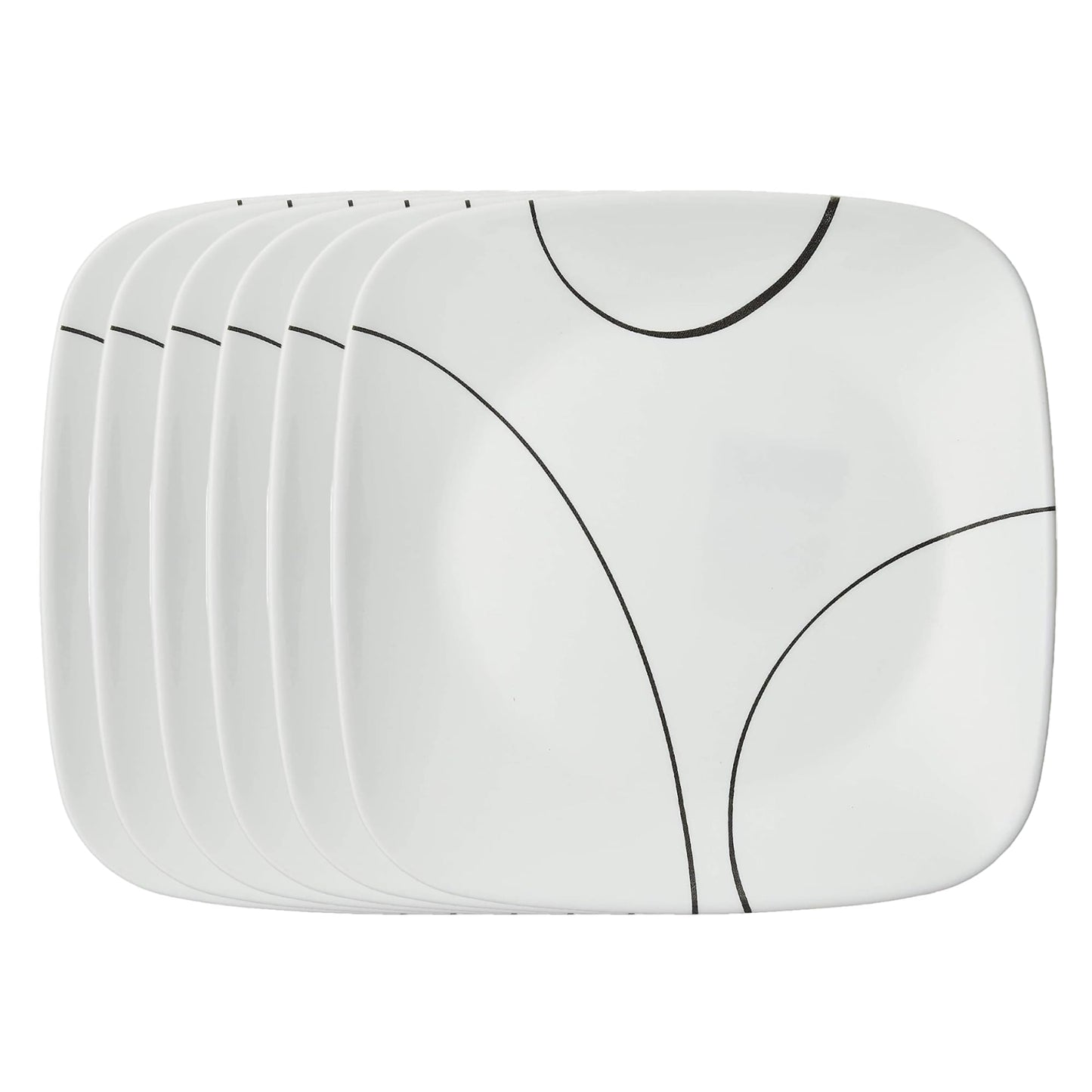 Corelle Square Simple Lines Dinner Plate Set, 6 Pack