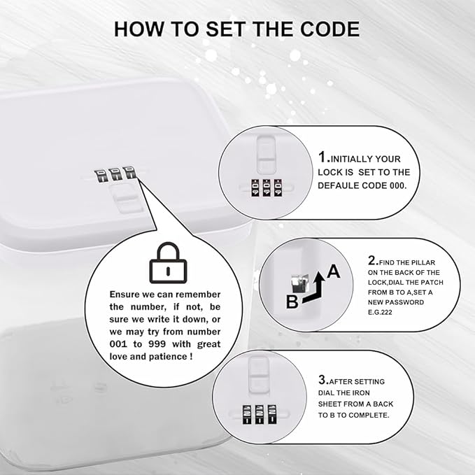 Clear Medicine Lock Box with code, Small Food Snack Phone medication Lock Boxes for Personal Items Combination Electronics Organizer,Phone Jail,Gaming Device Lockable Boxes