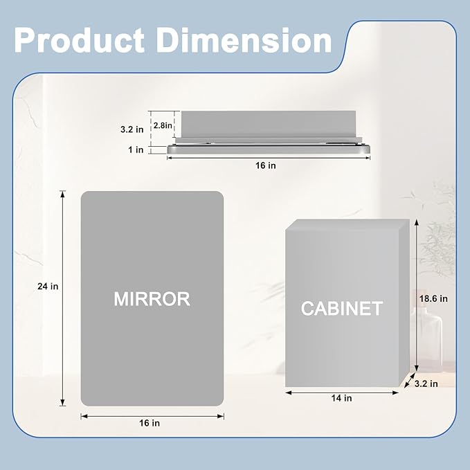 16x24 Inch Medicine Cabinet with Mirror for Bathroom, Silver Aluminum Bathroom Medicine Cabinet, Recessed or Wall Mount Medicine Chest Over Sink, Modern Farmhouse Style, Fully Assembled