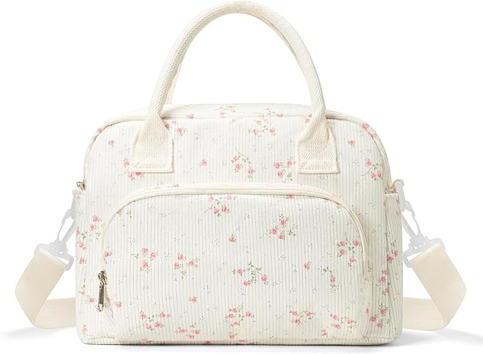 MEXS Insulated Lunch Bag for Women Men Large Reusable Lunch Box Adult Leakproof Portable Cooler Tote Bags for Work Picnic Peach Blossom
