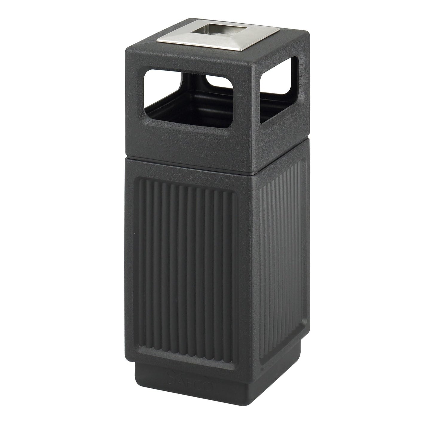 Safco Canmeleon Trash Can, 38 Gallons, Indoor and Outdoor Use, Open Top, Durable & Weather-Resistant Commercial Garbage Can, Black