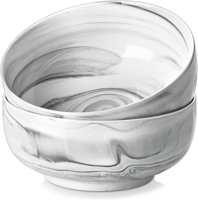 MALACASA Large Serving Bowls, 60 OZ (8") Ceramic Salad Bowls Set of 2