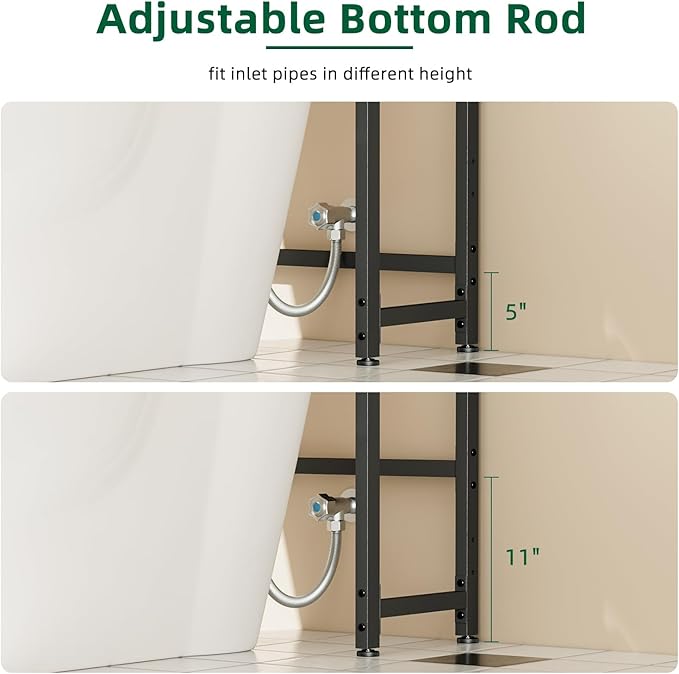OTK Over-The-Toilet Storage, 3 Tier Bathroom Organizer Shelf, Freestanding Space Saver with Toilet Paper Holder, Multifunctional Over The Toilet Rack, Dark Grey