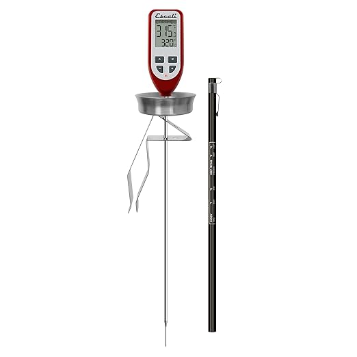 Escali Deep Fry Stainless Steel Paddle Candy Thermometer, Heat Resistant Handle, and Hand-Free Clip, Temperature Indications