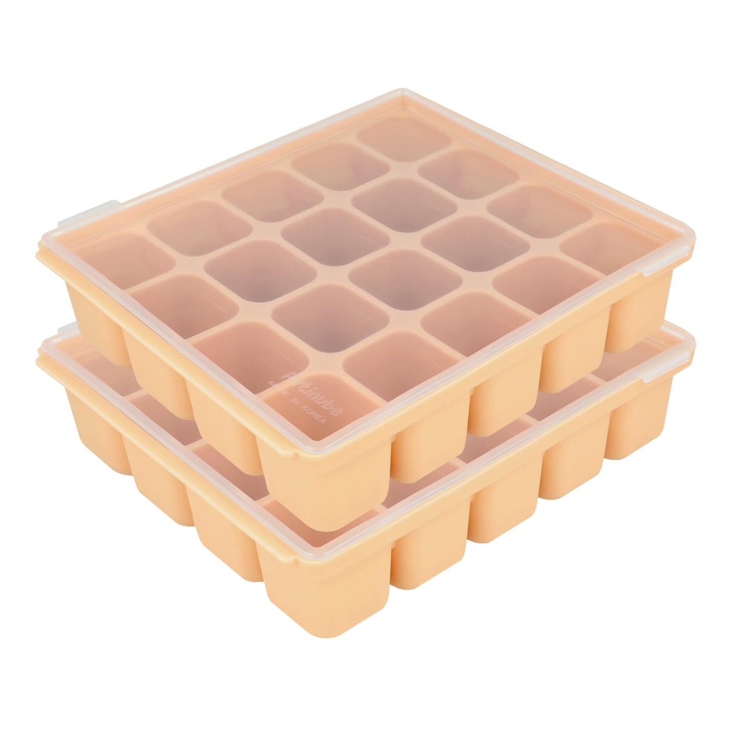 PETINUBE Silicone Freezer Tray, Baby Food Storage Cubes with Clip-On Lid, Freeze Baby Food, Soups, Purees, Ice, Easy and Safe Design, Made in Korea (12, Celadon Green)