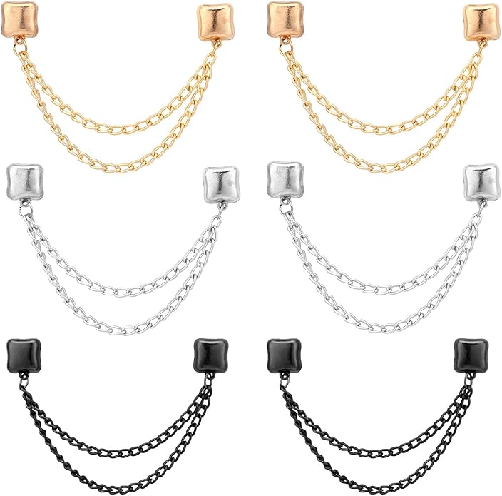 6pcs Magnetic Clothing Clips with Chain, Multi-Function Magnet Button Pins Hijab Cuff Clips for Fixing Hem of Clothes Long Pants Legs Sleeves of Shirts