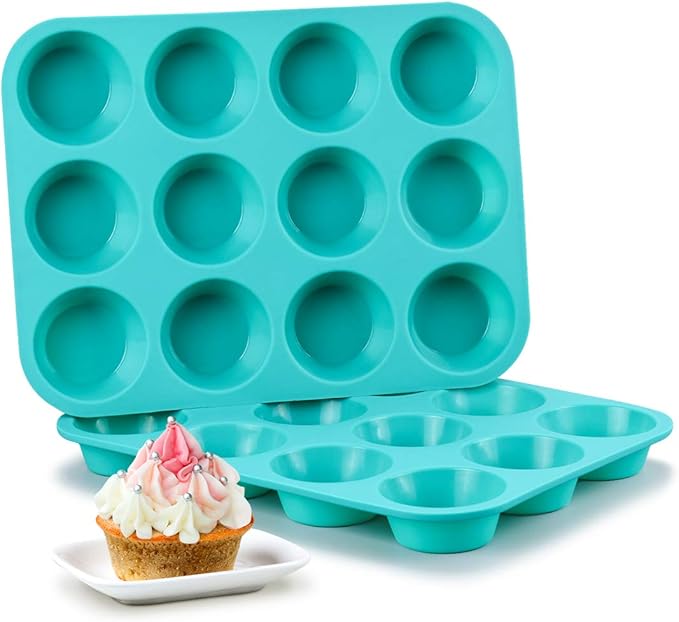CAKETIME Silicone Muffin Pan Cupcake Pan Set - Mini 24 Cups and Regular 12 Cups Muffin Tin, Nonstick Food Grade Molds with 12 Baking Cups