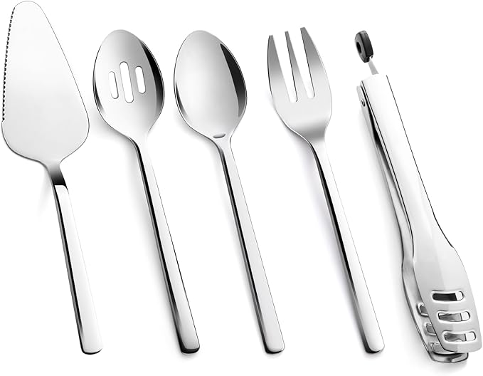 KINGSTONE 12 piece Large Hostess Serving Utensils Set,18/10 Stainless Steel