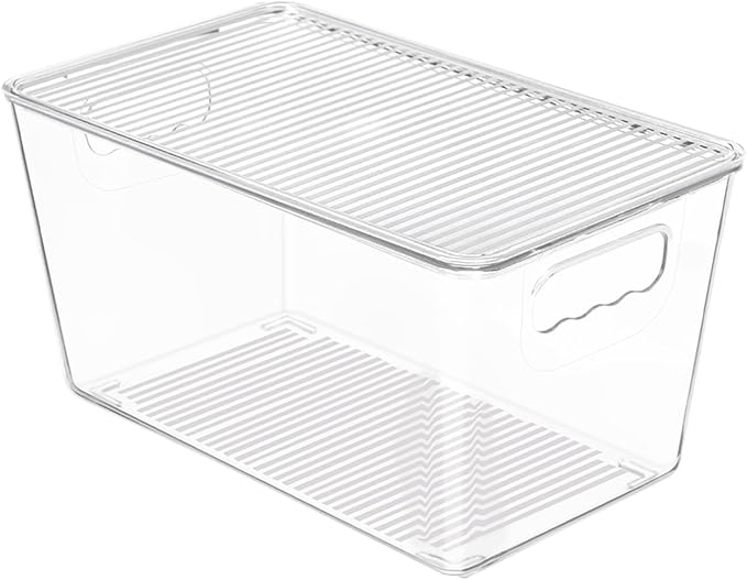 Vtopmart 1 Pack Clear Stackable Storage Bins with Lids and Handles, Medium