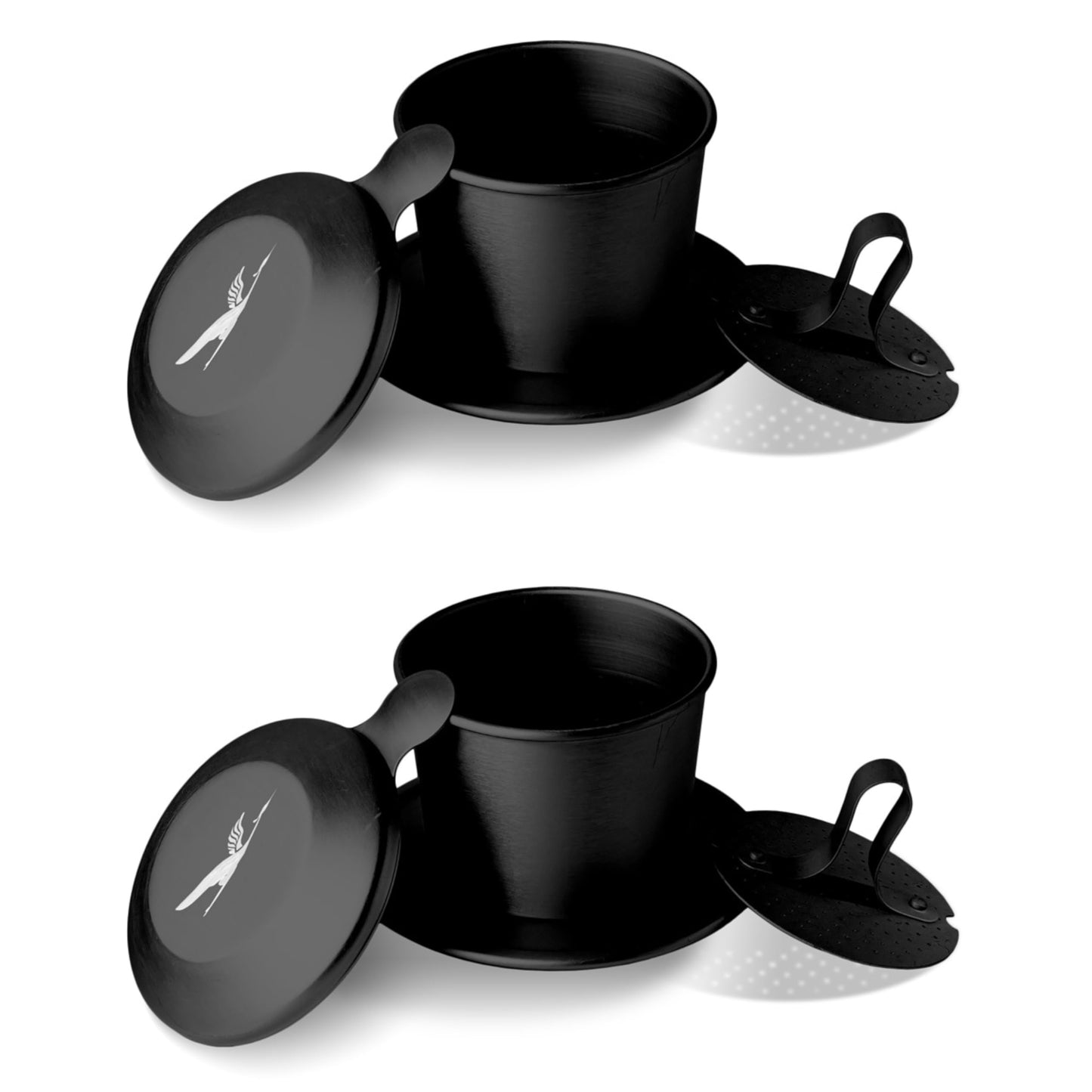 Birdee Phin Coffee Filter Set – Pack of 2, 6 oz Aluminum Black Vietnamese Coffee Maker