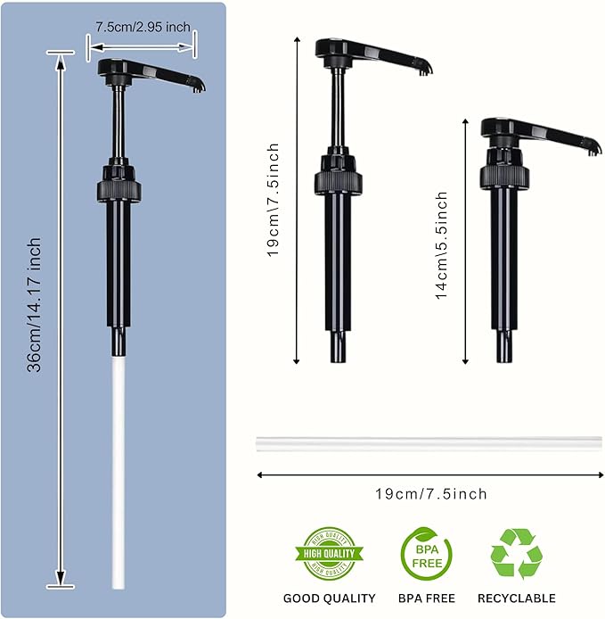 Syrup Pump Compatible with Torani, Davinci and Skinny (Set of 2) - fits Bottles (25.4 oz-750ml) (Black)