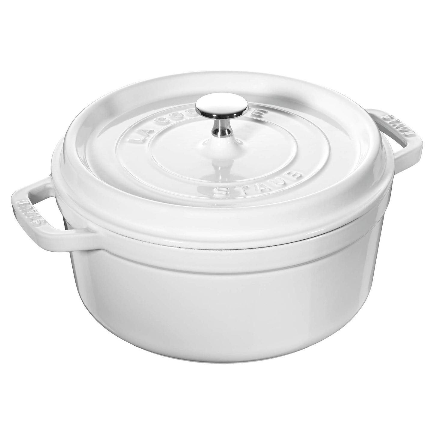 Staub Cast Iron 5.5-qt Round Cocotte - White Truffle, Made in France