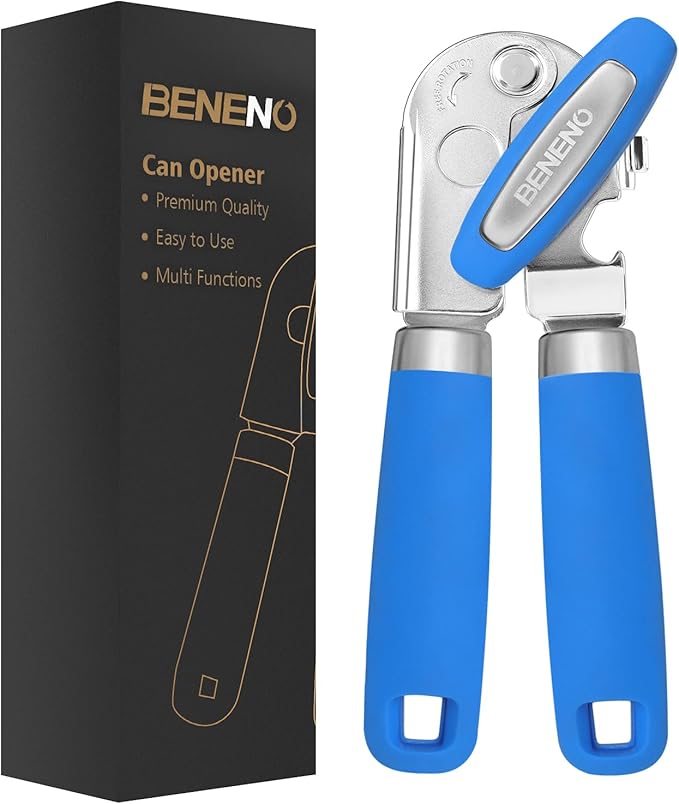 Beneno Heavy Duty Hand Can Opener Manual with Magnet Lid Remover, Green