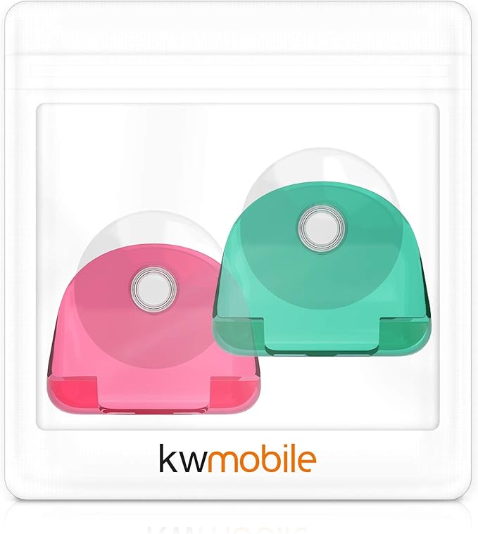 kwmobile 2x Razor Holder with Suction Cup - Self-Adhesive Shaver Wall Mount - Bathroom Organizer for Glass and Tiles - Red/Green/Transparent