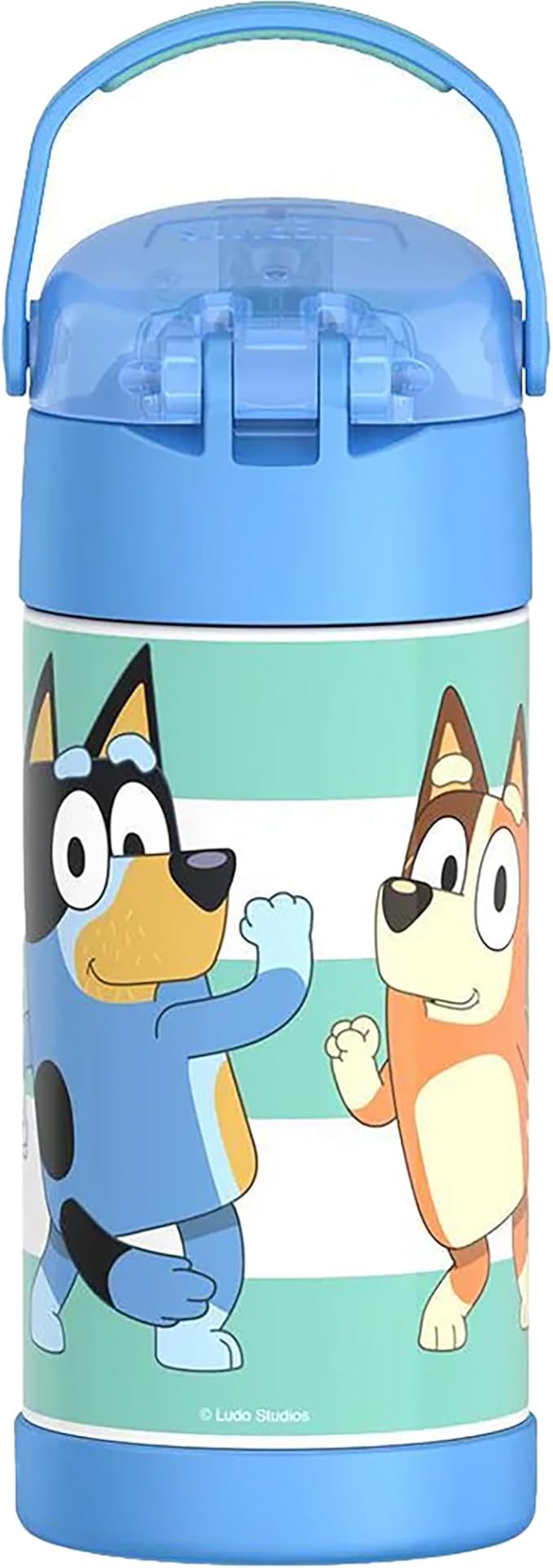 THERMOS FUNTAINER Water Bottle with Straw - 12 Ounce - Kids Stainless Steel Vacuum Insulated Water Bottle with Lid, Bluey