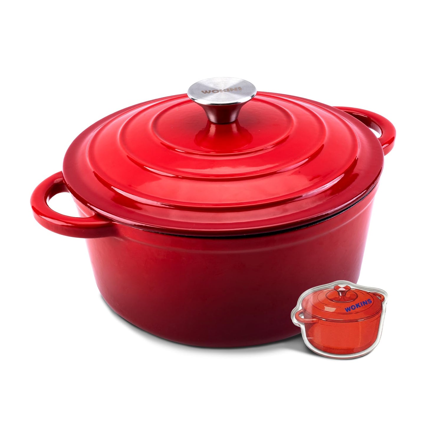 WOKINS 7-QT Enameled Cast Iron Round Dutch Oven With Lid,Oven safe,Cream