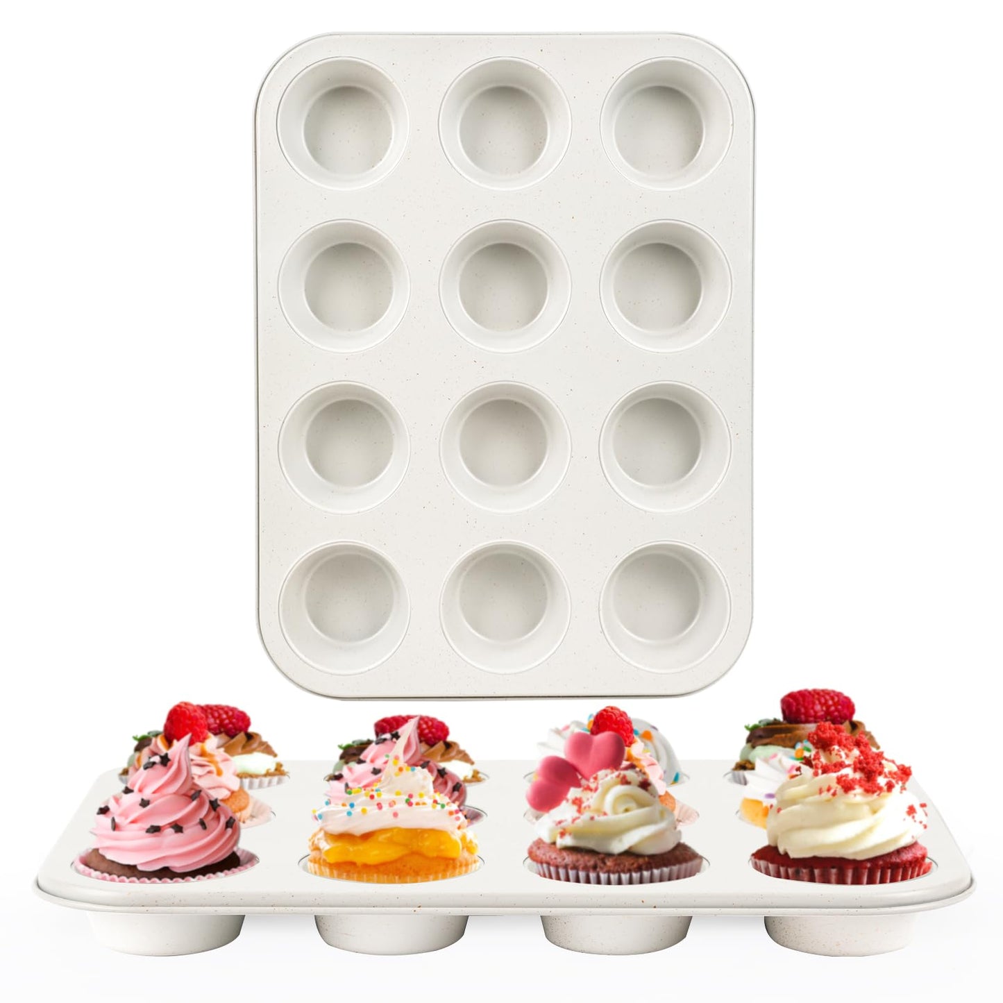 Spmarkt 2-Pack Light Blue 24-Cup Ceramic Mini Muffin Pan – Non-Stick Muffin Tin, PFOA-Free, Healthy Baking, Perfect for Cupcakes, Breakfast Treats & Party Delights