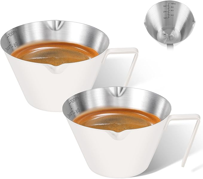 3 Pc Stainless Steel Espresso Shot Cups, 3.4oz/100ml, Silver