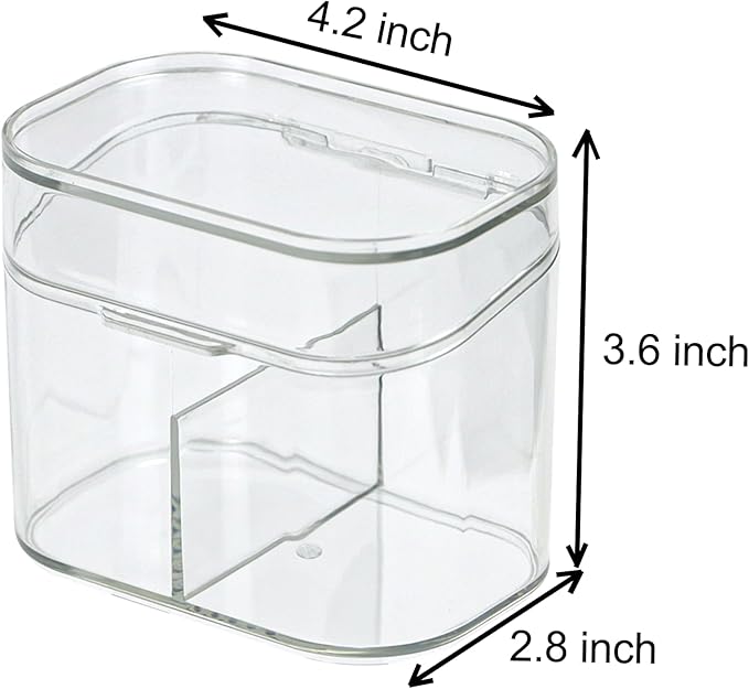 Clear Bathroom Organizer, 2-Size Essentials Set for Hail Accessories & Beauty Supplies,Cotton Swabs,Balls,Pads - Small Clear Plastic Canister Apothecary Jar Set, Vanity Makeup Storage Organizer (S)