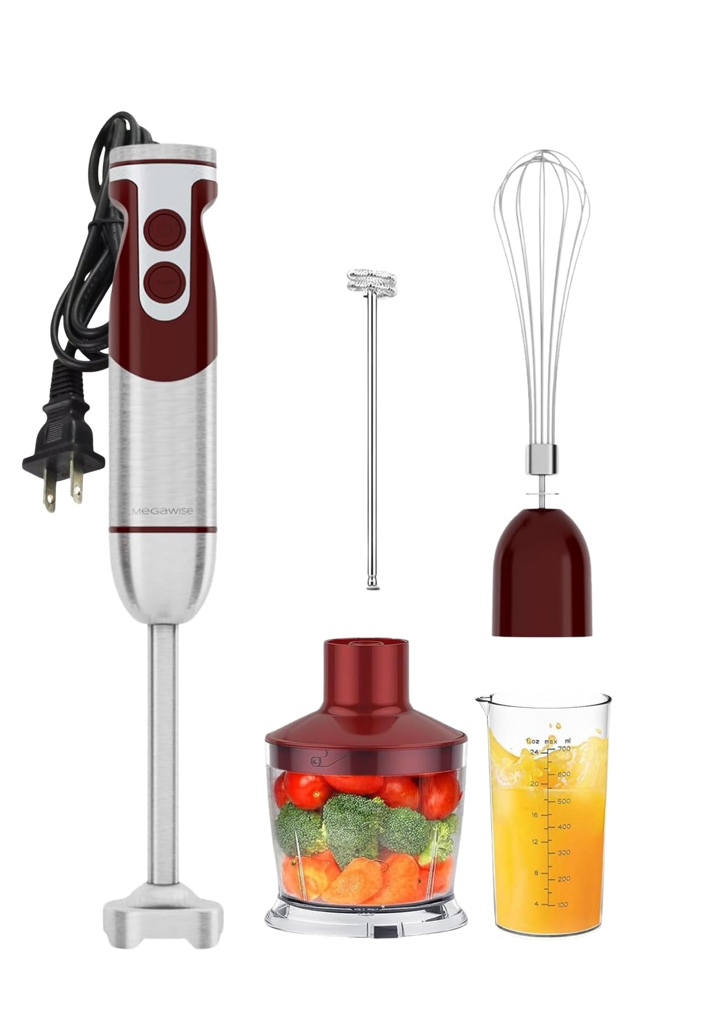 MEGAWISE Immersion Blender,12-Speed Hand Blender with Stainless Steel Blade