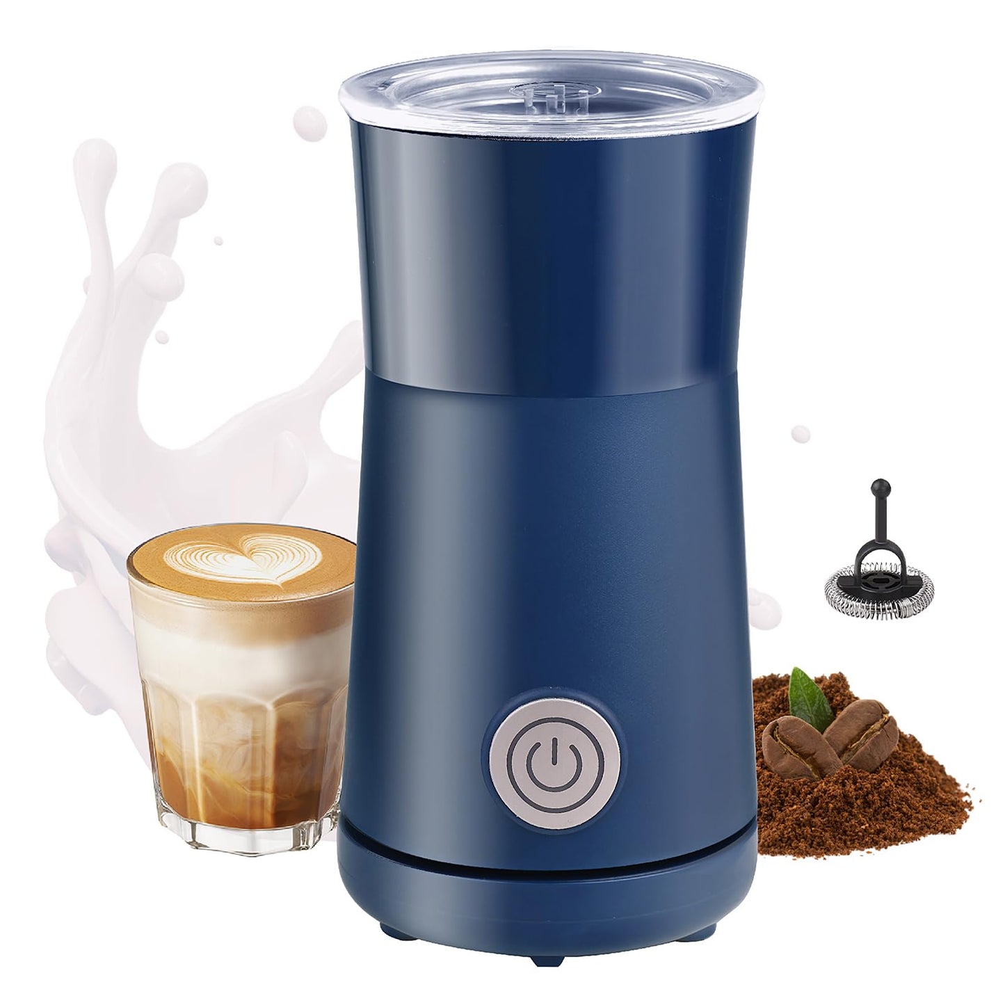Huogary Milk Frother Simple Milk Frother and Steamer 2-in-1 Milk Steamer with Hot Milk Foam and Hot Milk for Latte, Macchiato, Cappuccinos, Blue