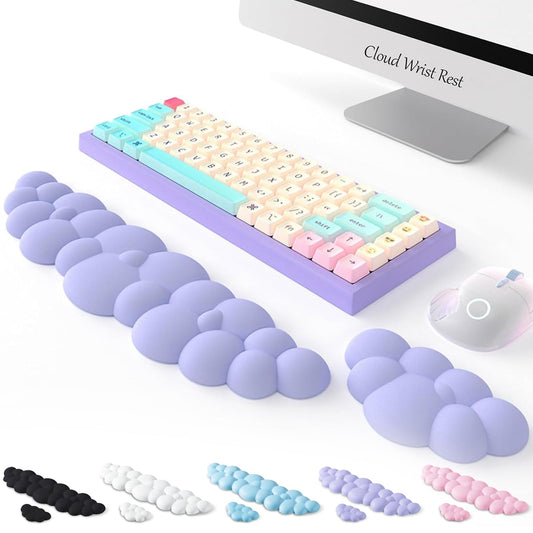 Cloud Wrist Rest for Computer Keyboard, Ergonomic Wrist Pad Palm Rest with Non-Slip Base, Gamer Gifts, Memory Foam Wrist Support for Office, Gaming, Typing, Portable & Washable(White, Full Size)