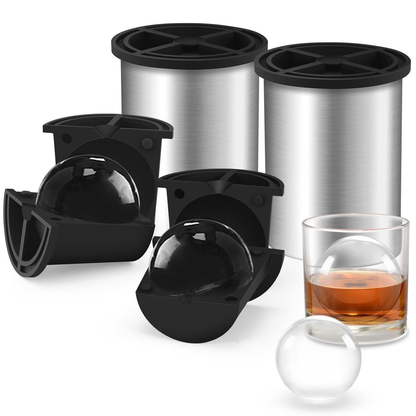 Clear Ice Ball Maker, 2.5" Large Round Ice Cube Mold for Whiskey