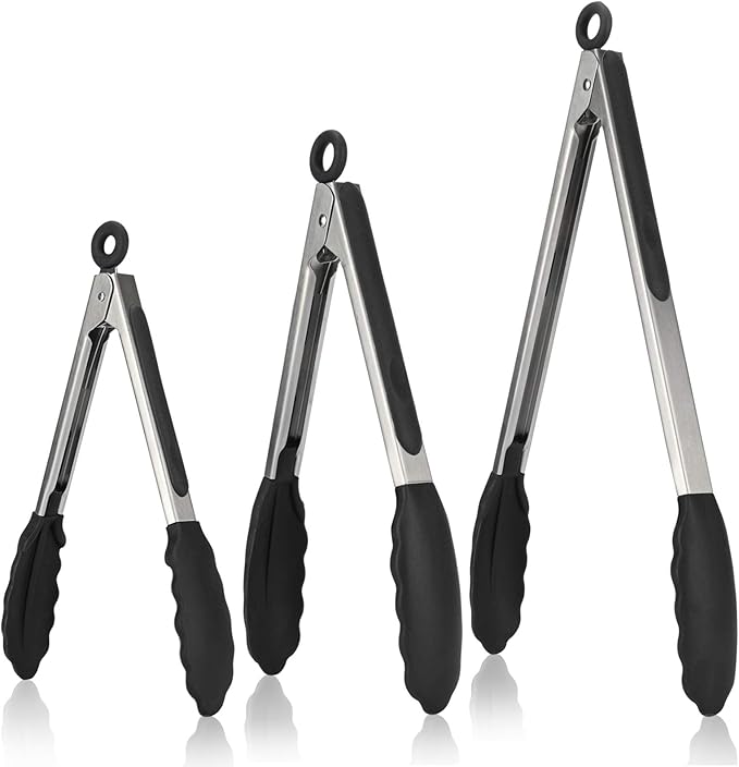 U-Taste Kitchen Tongs for Cooking, 600ºF Heat-Resistant Tps, 3Pcs/Purple