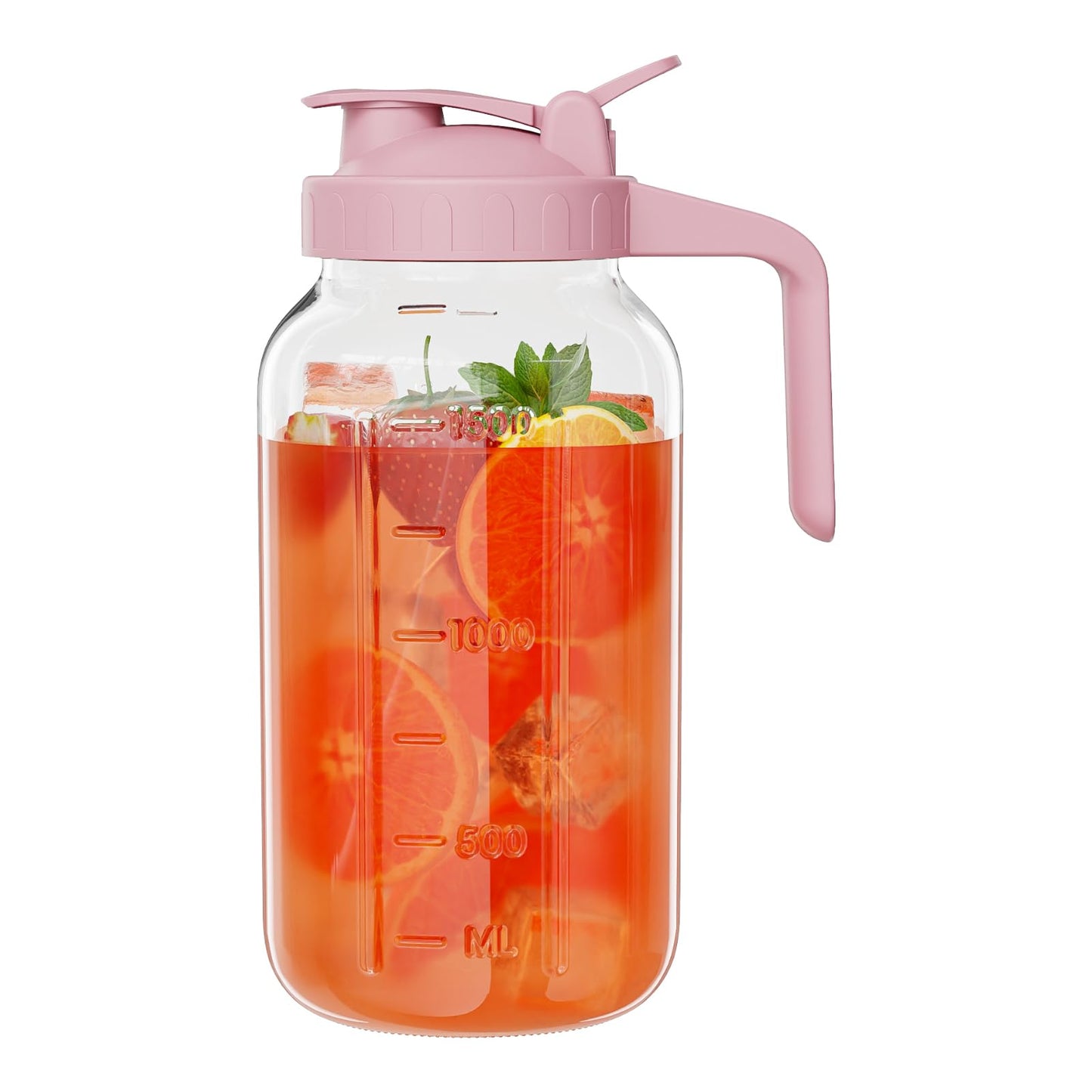 JunVpic Glass Pitcher with lid, 64 oz Wide Mouth Mason Jar