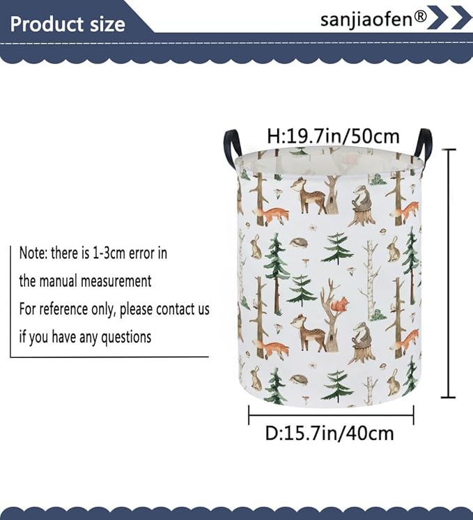 Kids Laundry Hamper,Animal Laundry Basket Collapsible Woodland Storage Baskets for Home Decor,Office,Home Organizer,(Woodland animal