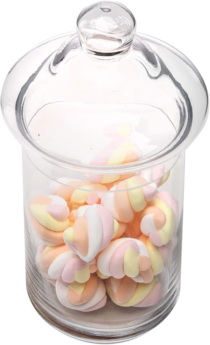 Glass Apothecary Jars with Lids, Set of 3 - Bathroom Storage Organizer for Qtips, Cotton Balls, Bath Salts, Candy, Kitchen & Home Decor (11", 8.5", 7.5" Heights)
