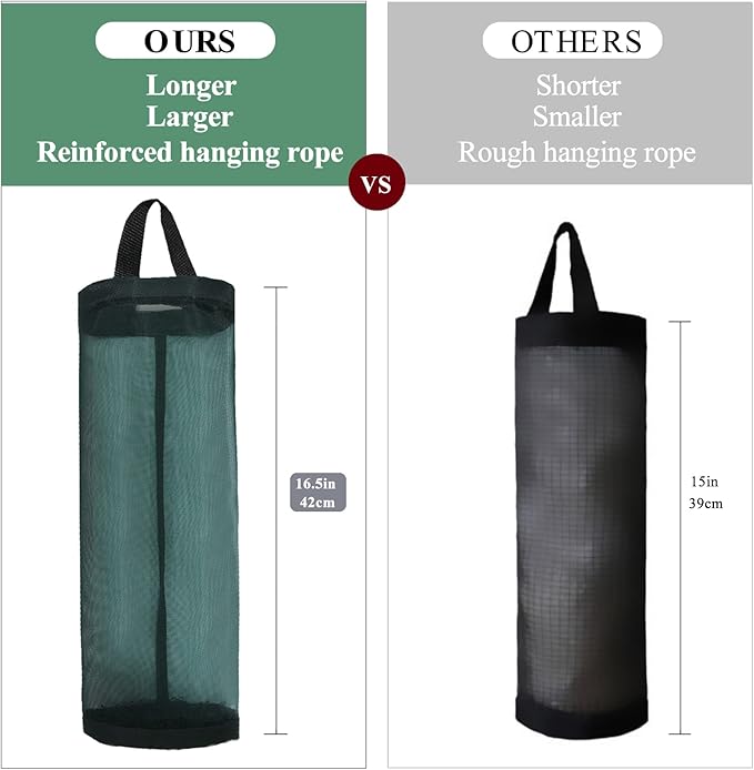 TOGETRUE Plastic Bag Holder, Mesh Grocery Bag Holder Hanging Storage Bag Dispenser (Dark Green 2 Packs)