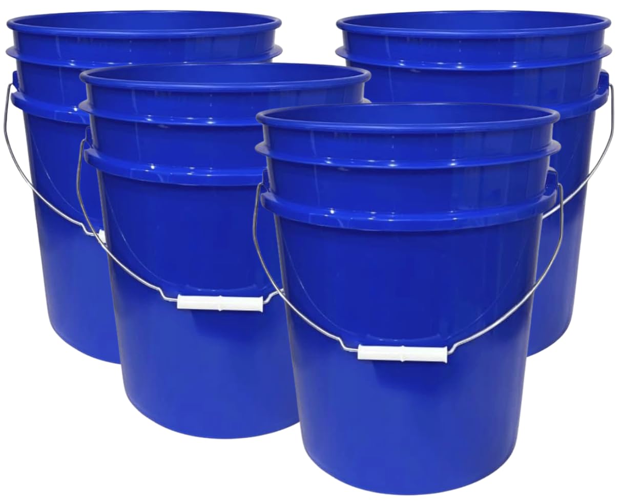 House Naturals 5 Gallon Premium HPDE Plastic Bucket - Made in USA Food Grade Container, BPA Free All Purpose Pail (5, Red)