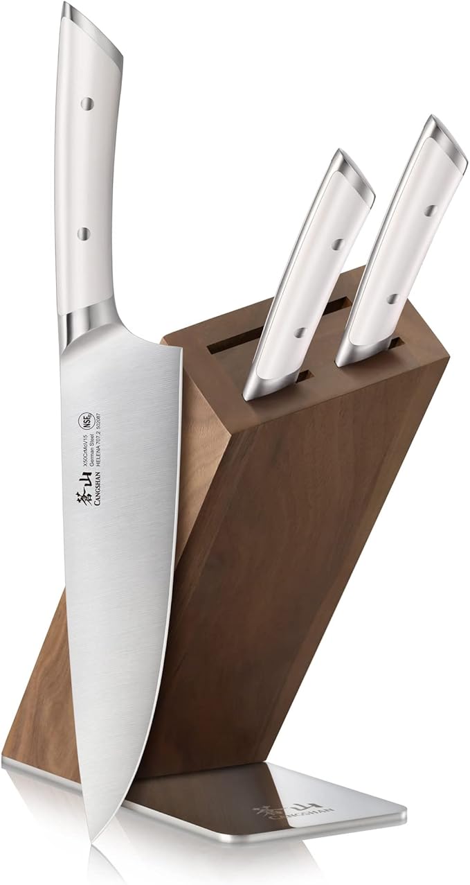 Cangshan HELENA Series German Steel Forged, HUA Knife Block Set (4-Piece, Black)