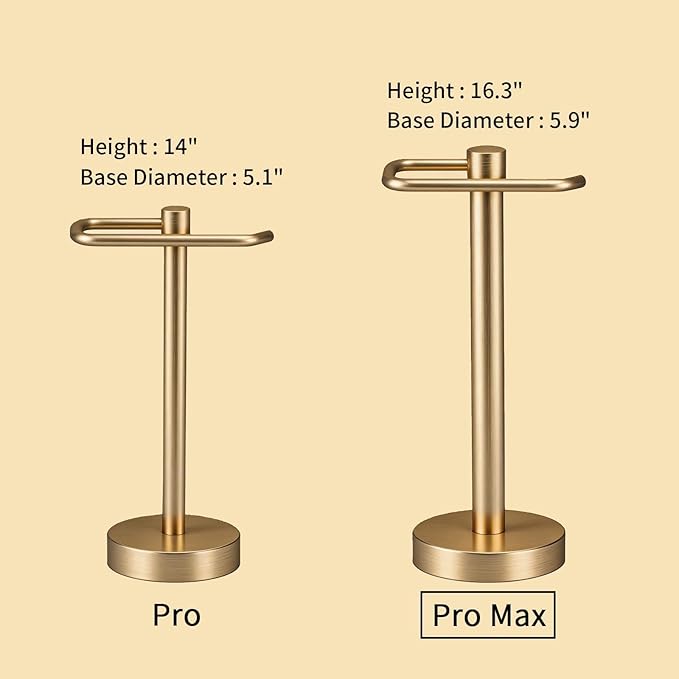 YUMORE Hand Towel Holder Stand Countertop Towel Rack Free Standing Towel Bar Hanger for Bathroom Kitchen (Gold)